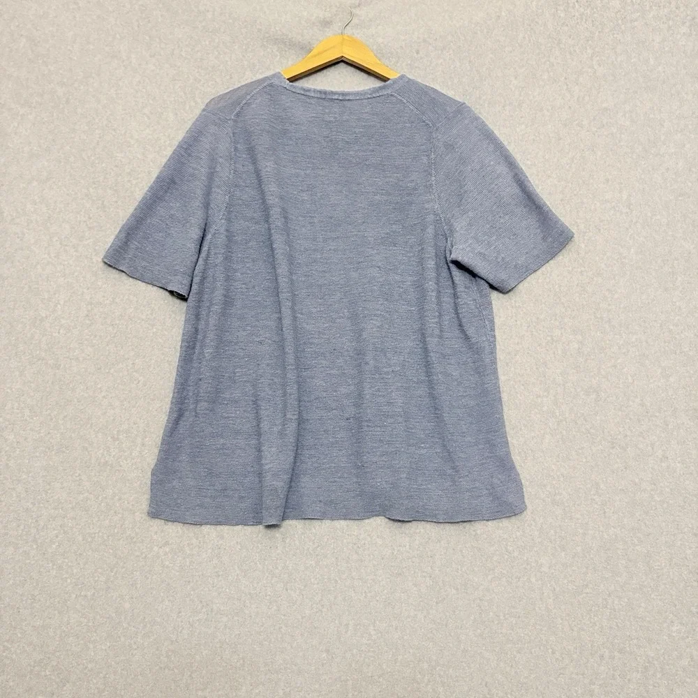 Eileen Fisher Womens Linen Sweater Size 2X Blue‎ Sustainable Beachy Lightweight